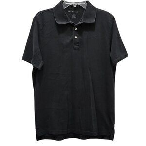 American Eagle Short Sleeve Polo Shirt Medium Washed Black Preppy Office Work